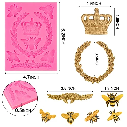 Rain Bee Mold Silicone, Bumble Bee Theme Mold Mini Crown Garland Fondant Mold For Baby Shower Birthday Cake Cupcake Decoration 8 Rain Bee Mold Silicone, Bumble Bee Theme Mold Mini Crown Garland Fondant Mold For Baby Shower Birthday Cake Cupcake Decoration - Image 6