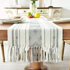 Boho Woven Table Runner 14 X 72 Inches Black And White Rustic Table Runners Modern Farmhouse Style Vintage Rustic Table Runner With Tassels For Dresser Bridal Shower Home Dining Table Decor -Wilton Shop 51tbo26M6tL. AC 1