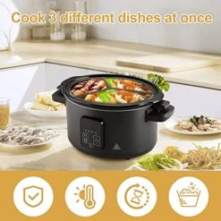 Ilicone Slow Cooker Divider Liners Slow Cooker Divider Liner Silicone Perfect Compatible With 6 QT Crockpot Reusable Slow Cooker Crock Pot Divider Insert, Leakproof & Dishwasher Safe, BPA Free