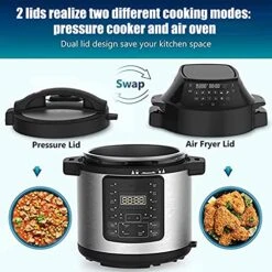2-in-1 Electric Pressure Cooker 14 Smart Programmable Slow Cooker Air Fryer Rice Cooker Steamer Fryer Food Dehydration Beef 6L Adjustable Cooker Pressure Pot 24‑hour Preset -Wilton Shop 51tdjnbaaSS 1
