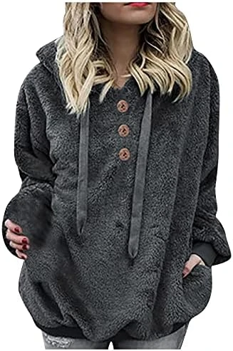 VODMXYGG Womens Winter Long Sleeve Fleece Jacket Pullover Hooded Solid Colour Sweatshirt Casual Fashion Basic Tops 5 VODMXYGG Womens Winter Long Sleeve Fleece Jacket Pullover Hooded Solid Colour Sweatshirt Casual Fashion Basic Tops - Image 3