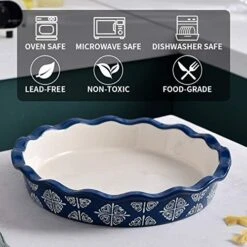  Pie Pan Ceramic Pie Dish Blue Pie Plate Porcelain Deep Dish Pie Pan Non-Stick Pie Pans -Wilton Shop 51trEQvoLTL