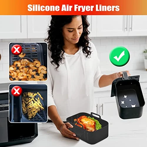 2 Packs Air Fryer Silicone Pot For Ninja Foodi Dual DZ201 DZ401, Food Grade Reusable Non Stick Replacement Silicone Air Fryer Liner Basket Bowl Accessories For Ninja 8 QT Air Fryer, Dishwasher Safe 6 2 Packs Air Fryer Silicone Pot For Ninja Foodi Dual DZ201 DZ401, Food Grade Reusable Non Stick Replacement Silicone Air Fryer Liner Basket Bowl Accessories For Ninja 8 QT Air Fryer, Dishwasher Safe - Image 4