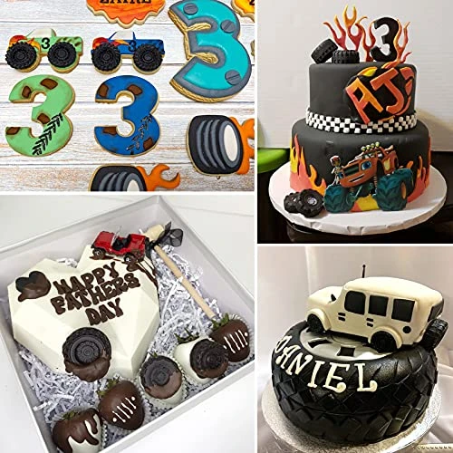 Rain 3D Round Tire Fondant Mold-Truck Wheel Shape Silicone Mold For Sugarcraft Cake Decoration, Chocolate, Candy, Polymer Clay, Soap, Jelly Etc-Set Of 4 4 Rain 3D Round Tire Fondant Mold-Truck Wheel Shape Silicone Mold For Sugarcraft Cake Decoration, Chocolate, Candy, Polymer Clay, Soap, Jelly Etc-Set Of 4 - Image 2