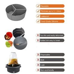 3-in-1 Silicone Slow Cooker Dividers Set 3 Pc Fit 6-Quart Crock Pots & Hamilton Beach, Reusable/Non-Stick/Leakproof/BPA Free/Dishwasher Safe/Kitchen Accessories (Grey) -Wilton Shop 51u4XBVopwL