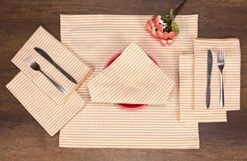 Set Of 12 Farmhouse Stripe Cloth Dinner Napkins Cotton 18x18 Absorbent Soft Restaurant Hotel Quality, Everyday Use Easy Care Washable Wedding Dinner Napkins Orange Beige -Wilton Shop 51u5MGEhLmL