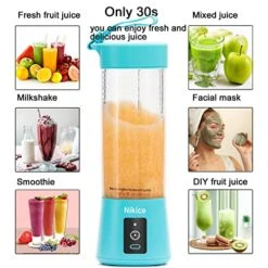 Portable Blender,Personal Size Blender Juicer Cup,Smoothies And Shakes Blender,Handheld Fruit Machine,Blender Mixer Home (blue) -Wilton Shop 51u6cMQ6DbL