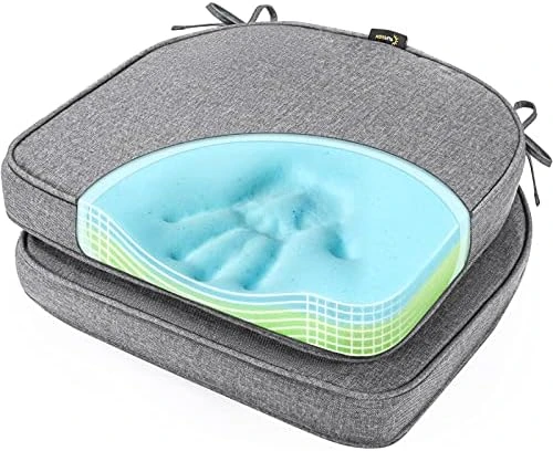 Gel Memory Foam Chair Cushions, FadeShield Water-, Stain-Resistant Durable Reversible Seat Cushion Pads With Ties For Indoor/Outdoor Kitchen Dining Office, 17"x16", Set Of 2, Heather Indigo 13 Gel Memory Foam Chair Cushions, FadeShield Water-, Stain-Resistant Durable Reversible Seat Cushion Pads With Ties For Indoor/Outdoor Kitchen Dining Office, 17"x16", Set Of 2, Heather Indigo - Image 11