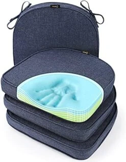 Gel Memory Foam Chair Cushions, FadeShield Water-, Stain-Resistant Durable Reversible Seat Cushion Pads With Ties For Indoor/Outdoor Kitchen Dining Office, 17"x16", Set Of 2, Heather Indigo 26 Gel Memory Foam Chair Cushions, FadeShield Water-, Stain-Resistant Durable Reversible Seat Cushion Pads With Ties For Indoor/Outdoor Kitchen Dining Office, 17"x16", Set Of 2, Heather Indigo -Wilton Shop 51uLhpuMGQL. AC