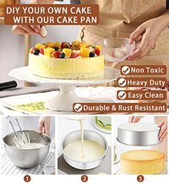 6 Inch Cake Pan Set Of 3, Stainless Steel Round Cake Baking Pans, Small Cake Pans Sets For Baking, Healthy & Sturdy, Mirror Finish & Dishwasher Safe -Wilton Shop 51uQKczT1dL