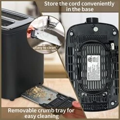 Toaster 2 Slice, Bread Toaster With LCD Display, 7 Shade Settings, 1.４'' Variable Extra Wide Slots Toaster With Cancel, Bagel, Defrost, Reheat Functions, Removable Crumb Tray, 900W, Carbon Black -Wilton Shop 51uTANIxrKL