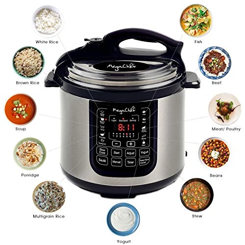 Chef MCPR120A 8 Quart Digital Pressure Cooker With 13 Pre-set Multi Function Features, Stainless Steel 4 Chef MCPR120A 8 Quart Digital Pressure Cooker With 13 Pre-set Multi Function Features, Stainless Steel - Image 2