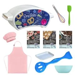 Ultimate Easy Baking Oven Bundle For Kids With 3 Refill Mixes, An Apron & Hat, Baking Pan & Tool, Bowl, Spatula, And Whisk - 11 Items (Pink Apron & Hat With Cakes, Pizza, Whoopies)