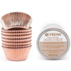 Fbera Rose Gold Foil Cupcake Liners Standard Baking Cups Muffin Wrappers For Wedding Birthday, 200-Count