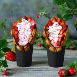 120 Pieces French Fry Holder Cups 14 Ounces Disposable Take Out Party Baking Supplies Waffle Paper Popcorn Boxes Sandwich Ice Cream Holder For Wedding Birthday Party, Black -Wilton Shop 51uoTqv2vGL