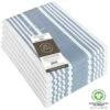 GOTS Certified Organic Cotton Kitchen Hand And Dish Towel Sets - Oversized 20x30 Inches, Fully Hemmed, In Designer Colors, 6-Pack, Dusty Blue Stripe -Wilton Shop 51up57AUxWL