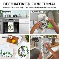 Kitchen Designers Set Of 4 Soft Cotton Dish Towels, 15 In X 25 In, Love Life -Wilton Shop 51uqg0mp3uL