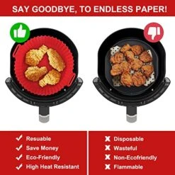 2-Pack Air Fryer Silicone Liners Pot For 3 To 5 QT, Silicone Air Fryer Liners Basket, Food Safe Air Fryer Oven Accessories, Reusable Air Fryer Silicone Liners Inserts (Top 8in,Bottom 6.8in) -Wilton Shop 51ut0T3s6jL