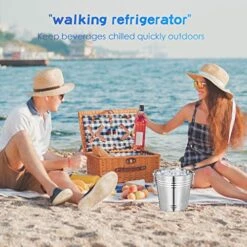 10 Pack Champagne Ice Buckets Stainless Steel Ice Bucket With Handles Party Wine Bucket Beverage Chiller Beer Cooler Bucket For Home Bar Club Party Supplies, 3 L/ 3.3 Qt -Wilton Shop 51utDLa8TcL