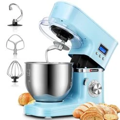 Stand Mixer,1000W 8+P Speed Tilt-Head Kitchen Mixers With LCD Display Timer,Planetary Mixing Food Mixer With Stainless Steel Bowl,Dough Hook, Beater & Wire Whip