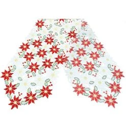 Christmas Poinsettia Table Runner For Holiday Decorations, Embroidered Holly Leaves 14 × 90 Inch -Wilton Shop 51uxdW4ZrML
