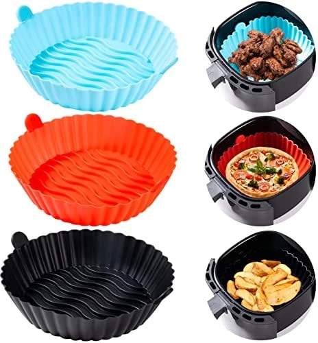 3pcs Silicone Air Fryer Pot With Handles, 7.9in Food Safe Air Fryer Silicone Liners For 3.6 To 6.8QT, No Harsh Cleaning, Reusable Round Air Fryer Baskets Replacement For Parchment Liners 10 3pcs Silicone Air Fryer Pot With Handles, 7.9in Food Safe Air Fryer Silicone Liners For 3.6 To 6.8QT, No Harsh Cleaning, Reusable Round Air Fryer Baskets Replacement For Parchment Liners - Image 8