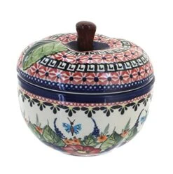 Ish Pottery Floral Butterfly Apple Baker