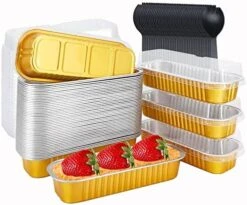 Mini Loaf Pans With Lids 50 Pack, 6.8oz Rectangle Aluminum Foil Baking Pans Tins Containers,Disposable Ramekins Baking Cups Muffin Tins Cupcake Cups For Mini Brownie Cake Bread Loaf -Pink 26 Mini Loaf Pans With Lids 50 Pack, 6.8oz Rectangle Aluminum Foil Baking Pans Tins Containers,Disposable Ramekins Baking Cups Muffin Tins Cupcake Cups For Mini Brownie Cake Bread Loaf -Pink -Wilton Shop 51vDT9v3XUL. AC