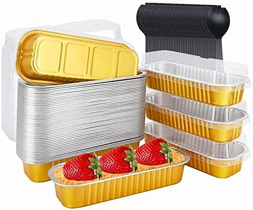 Mini Loaf Pans With Lids 50 Pack, 6.8oz Rectangle Aluminum Foil Baking Pans Tins Containers,Disposable Ramekins Baking Cups Muffin Tins Cupcake Cups For Mini Brownie Cake Bread Loaf -Pink 12 Mini Loaf Pans With Lids 50 Pack, 6.8oz Rectangle Aluminum Foil Baking Pans Tins Containers,Disposable Ramekins Baking Cups Muffin Tins Cupcake Cups For Mini Brownie Cake Bread Loaf -Pink - Image 10