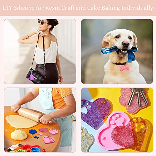 3 Pieces Dog Paw Shaped Heart Dog Paw Print Silicone Keychain Mold With Hole Non-Stick Candy Fondant Mold And 10 Pieces Key Ring For DIY Dog Tag Cake Topper Pudding Desserts Jelly Decoration 6 3 Pieces Dog Paw Shaped Heart Dog Paw Print Silicone Keychain Mold With Hole Non-Stick Candy Fondant Mold And 10 Pieces Key Ring For DIY Dog Tag Cake Topper Pudding Desserts Jelly Decoration - Image 4