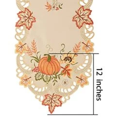 Thanksgiving Harvest Pumpkins Table Runners For Autumn Or Fall Decorations, Embroidery (14 × 69 Inches) -Wilton Shop 51vHPQM2LOS