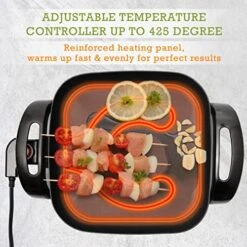 Nonstick Electric Skillet 12 Inch Aluminum Electric Fryer With 2 Layers Of Non-Stick Coating | Adjustable Temperature Control | Lid With Steam Vent & Heat-Resistant Handle 8 Nonstick Electric Skillet 12 Inch Aluminum Electric Fryer With 2 Layers Of Non-Stick Coating | Adjustable Temperature Control | Lid With Steam Vent & Heat-Resistant Handle -Wilton Shop 51vPO6JQUML