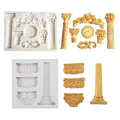 Set Of 2 Roman Column Silicone Fondant Mold Greek Marble Pillars Bas Relief Retro European Pattern Clock Gumpaste Chocolate Candy Mold Cake Decorating Tool 3 Set Of 2 Roman Column Silicone Fondant Mold Greek Marble Pillars Bas Relief Retro European Pattern Clock Gumpaste Chocolate Candy Mold Cake Decorating Tool