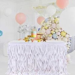 6ft Mixed Blue Tulle Table Skirt Tutu Ruffle Table Skirting Curly Willow Table Skirt For Rectangle Or Round Table Baby Shower Birthday Wedding Party Banquet Decoration (L 72in, H 30in) -Wilton Shop 51vlFFXbbVL. AC
