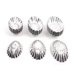 30pcs 3 Sizes Fluted Oval Boat Shape Anodic Aluminium Cake Tart Molds Cupcake Jelly Mould Cheese Moulds DIY Bakery Tools
