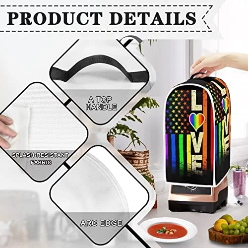 Doojoayie Rainbow Pattern Stand Mixer Cover, Kitchen Organizer Cover Polyester Fabric Quilted For Kitchen Mix Appliance Dust Cover Lgbt 5 Doojoayie Rainbow Pattern Stand Mixer Cover, Kitchen Organizer Cover Polyester Fabric Quilted For Kitchen Mix Appliance Dust Cover Lgbt - Image 3