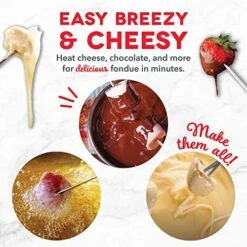 Dash Deluxe Stainless Steel Fondue Maker With Temperature Control, Fondue Forks, Cups, And Rack, With Recipe Guide Included, 3-Quart, Non-Stick – Aqua -Wilton Shop 51vupyVYALL