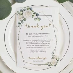 Wedding Thank You Place Setting Cards, 50 Pieces Place Cards For Table Setting, Table Place Cards For Wedding Favors, Receptions, Dinner Parties, Events And Celebrations (4 X 6 In, Floral)
