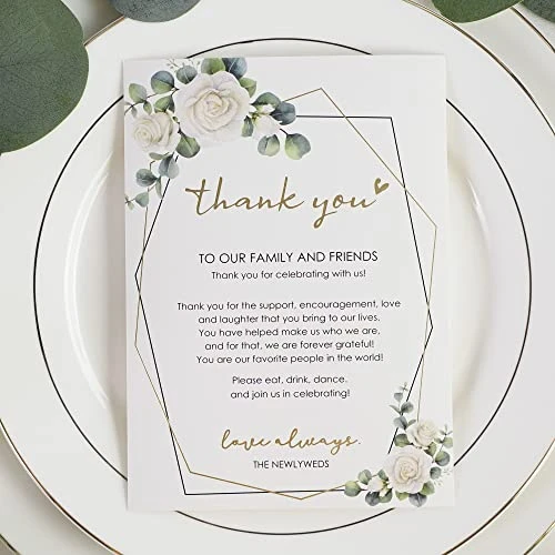 Wedding Thank You Place Setting Cards, 50 Pieces Place Cards For Table Setting, Table Place Cards For Wedding Favors, Receptions, Dinner Parties, Events And Celebrations (4 X 6 In, Floral) 3 Wedding Thank You Place Setting Cards, 50 Pieces Place Cards For Table Setting, Table Place Cards For Wedding Favors, Receptions, Dinner Parties, Events And Celebrations (4 X 6 In, Floral)