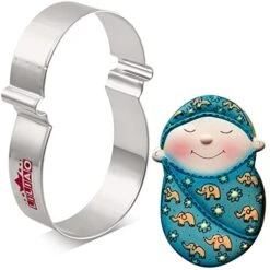 Swaddled Baby Cookie Cutter For Baby Shower - 3.1 X 4.4 Inches - Stainless Steel
