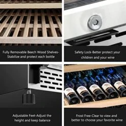 Advanced 24 Inch Wine Cooler Refrigerator, 154 Bottle Large Capacity Fast Cooling Low Noise And Low Vibration Freestanding Wine Fridge… -Wilton Shop 51wJ7kAIr8L