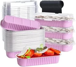 Mini Cake Pans With Lids 50 Pcs Mini Loaf Pans With Lids&Spoon, Rectangle Aluminum Foil Baking Pans, Disposable Mini Loaf Baking Pans For Baking Bread Cupcake Muffin Brownie (Gold&Pink) -Wilton Shop 51wJO4RZRL. AC