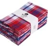 20"x20" Cloth Napkins Set Of 12 Cotton, Dinner Napkins Cloth Washable, Buffalo Plaid Checks Premium Over Sized Blue With Mitered Corners, Ultra Soft, Durable Hotel Quality Red/Blue/White July 4th