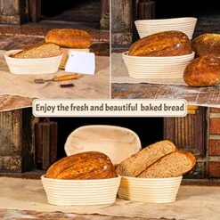 11 Inch Oval Bread Banneton Proofing Basket With Liner Cloth– Set Of 2 + Premium Bread Lame And Slashing Scraper, The Ideal Baking Bowl For Sourdough And Yeast Bread Dough By Criss Elite -Wilton Shop 51wMMS9T2xS