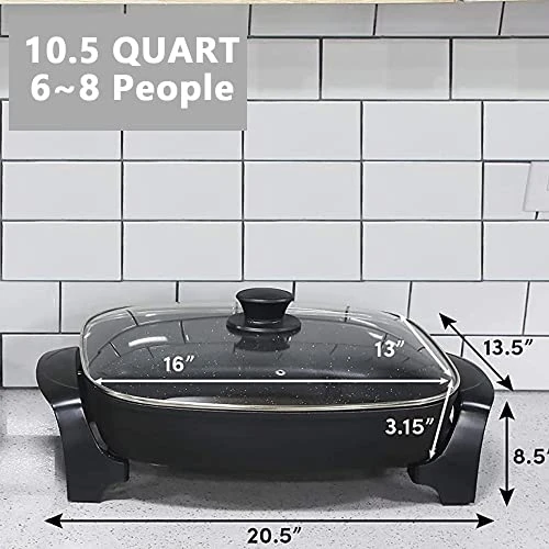 GENERIC Extra Deep Non-stick Electric Skillet Scratch Resistant, Serves 6 To 8 People (10.5Qt.) 4 GENERIC Extra Deep Non-stick Electric Skillet Scratch Resistant, Serves 6 To 8 People (10.5Qt.) - Image 2