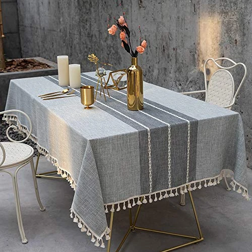 Tablecloth, Rectangle Table Cloth Linen Wrinkle Free Anti-Fading Tablecloths Washable Dust-Proof Table Cover For Kitchen Dinning Party (Rectangle/Oblong, 55''x70'',4-6 Seats, Gray) 3 Tablecloth, Rectangle Table Cloth Linen Wrinkle Free Anti-Fading Tablecloths Washable Dust-Proof Table Cover For Kitchen Dinning Party (Rectangle/Oblong, 55''x70'',4-6 Seats, Gray)