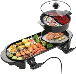 Electric Hot Pot With Grill Indoor Shabu-shabu Hotpot Korean BBQ Grill, Removable Hotpot Pot W/ Large Capacity Baking Tray, Smokeless Non-Stick Skillet Pan, Adjustable Temperature, 1-6 People 110V -Wilton Shop 51wSozD9k9L. AC