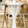 30" X 120" Vintage Wedding White Lace Table Runner, Rose Floral Lace Table Overlay Table Cover, Rustic Wedding Reception Table Decorations, Bridal Shower Baby Shower Party Decorations -Wilton Shop 51wT5GjSwvL