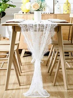 30" X 120" Vintage Wedding White Lace Table Runner, Rose Floral Lace Table Overlay Table Cover, Rustic Wedding Reception Table Decorations, Bridal Shower Baby Shower Party Decorations