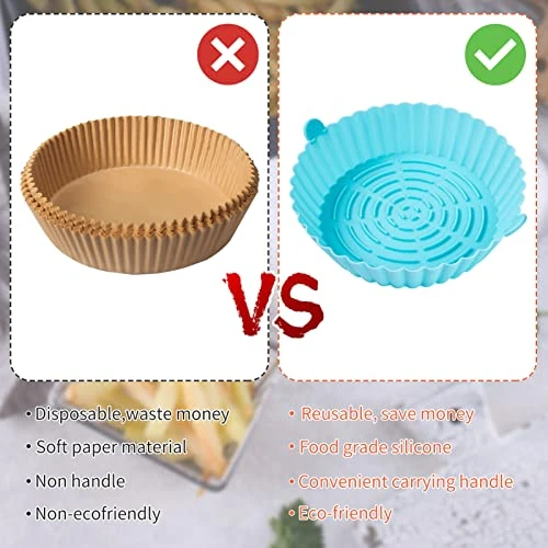 3pcs Silicone Air Fryer Pot With Handles, 7.9in Food Safe Air Fryer Silicone Liners For 3.6 To 6.8QT, No Harsh Cleaning, Reusable Round Air Fryer Baskets Replacement For Parchment Liners 4 3pcs Silicone Air Fryer Pot With Handles, 7.9in Food Safe Air Fryer Silicone Liners For 3.6 To 6.8QT, No Harsh Cleaning, Reusable Round Air Fryer Baskets Replacement For Parchment Liners - Image 2